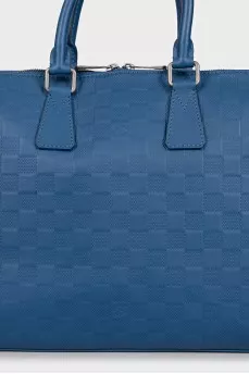Men's leather briefcase with embossing