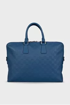 Men's leather briefcase with embossing