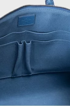 Men's leather briefcase with embossing