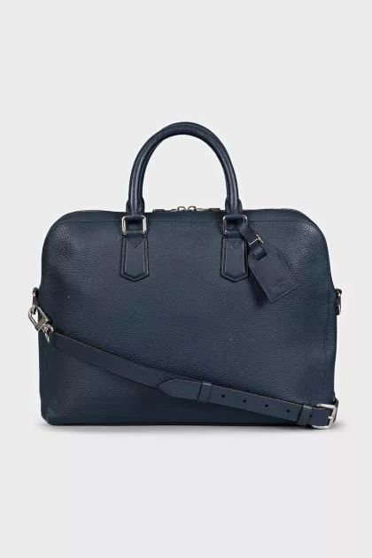 Men's blue leather briefcase