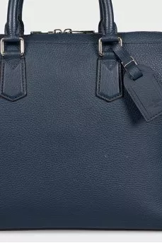 Men's blue leather briefcase
