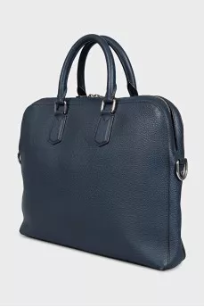 Men's blue leather briefcase