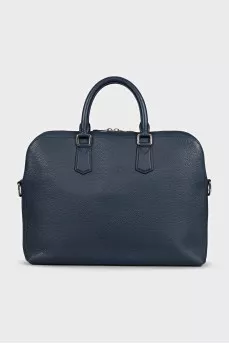 Men's blue leather briefcase