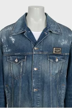 Men's blue denim jacket with tag
