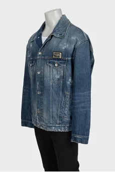 Men's blue denim jacket with tag