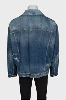 Men's blue denim jacket with tag