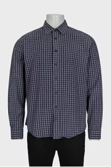 Чоловіча картата сорочка slim fit синього кольору