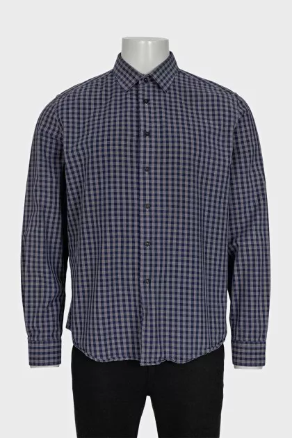 Чоловіча картата сорочка slim fit синього кольору