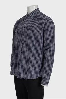 Чоловіча картата сорочка slim fit синього кольору