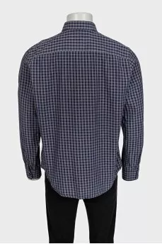 Чоловіча картата сорочка slim fit синього кольору