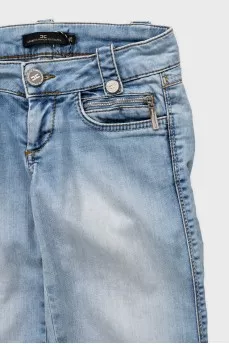 Light blue low rise straight jeans