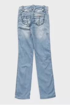 Light blue low rise straight jeans