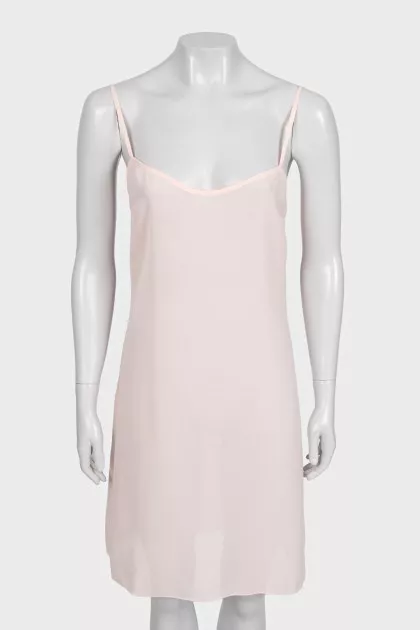 Pink translucent dress with thin straps