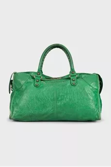 Green leather City bag