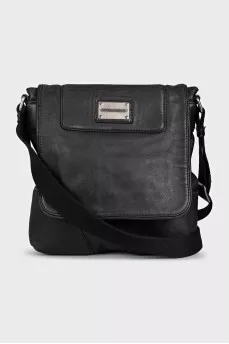 Men's black bag with silver logo