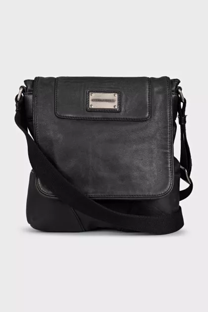 Men's black bag with silver logo