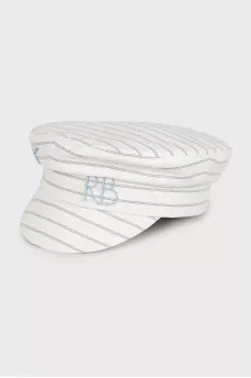 White Baker Boy striped cap