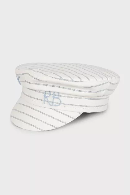 White Baker Boy striped cap