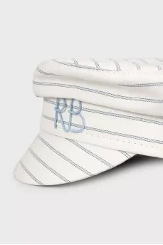 White Baker Boy striped cap