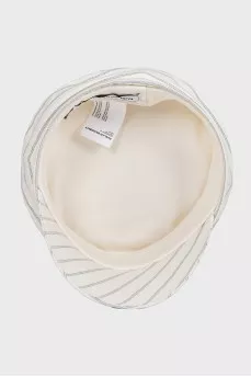 White Baker Boy striped cap