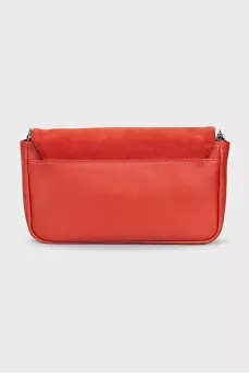 Leather and suede bag with chain