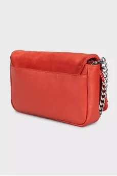 Leather and suede bag with chain