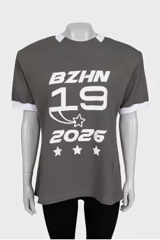Straight T-shirt with voluminous shoulders