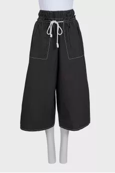 Cropped straight-leg trousers with ties