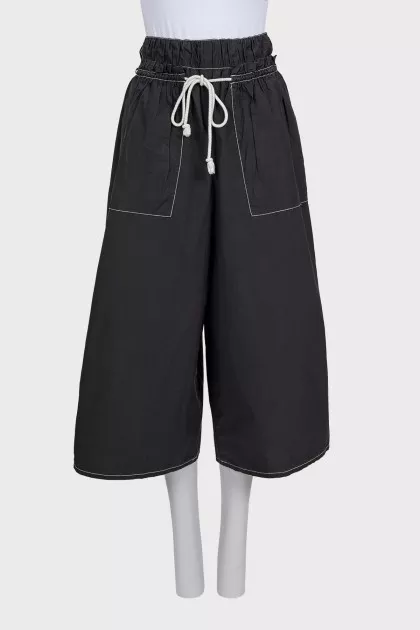 Cropped straight-leg trousers with ties