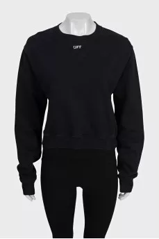 Black cropped sweatshirt with signature print