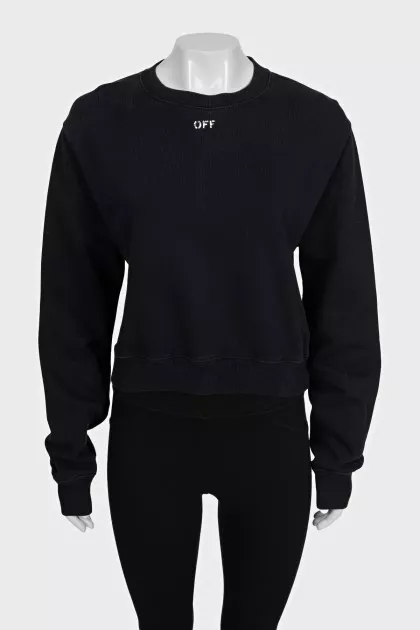 Black cropped sweatshirt with signature print