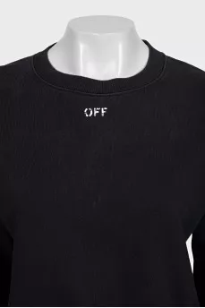 Black cropped sweatshirt with signature print