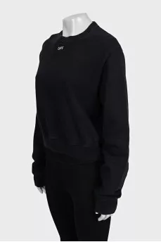 Black cropped sweatshirt with signature print