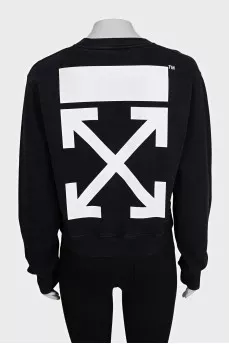 Black cropped sweatshirt with signature print