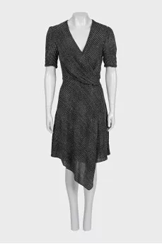 Fitted dress with short sleeves in a small print
