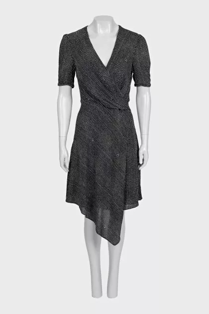 Fitted dress with short sleeves in a small print