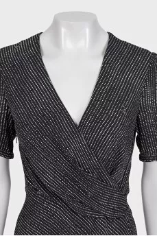 Fitted dress with short sleeves in a small print