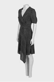 Fitted dress with short sleeves in a small print