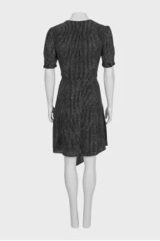 Fitted dress with short sleeves in a small print