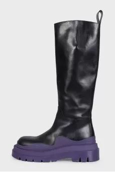 Black leather Tire boots