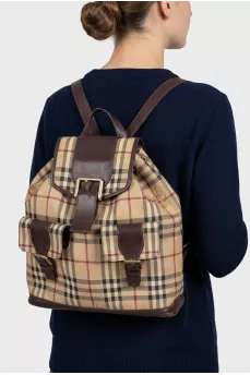 Canvas backpack with signature print