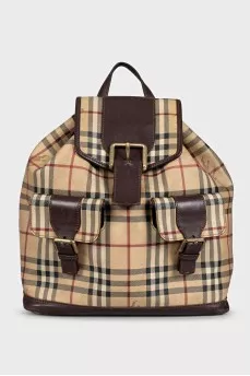 Canvas backpack with signature print