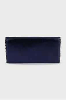 Blue leather clutch decorated with enamel