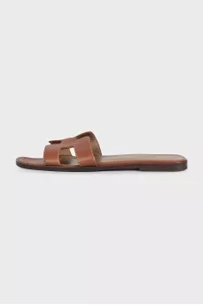 Oran brown leather flip-flops