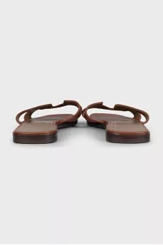 Oran brown leather flip-flops