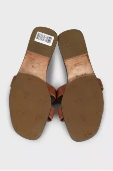 Oran brown leather flip-flops