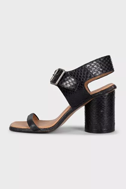 Black snakeskin sandals
