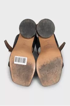 Black snakeskin sandals