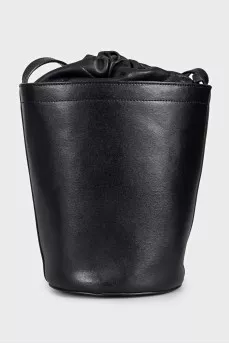 Black leather bucket bag