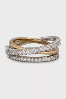 Triple ring with crystals